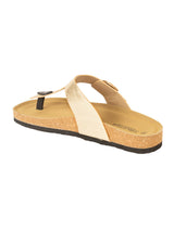 Gold Synthetic Leather Cork-Latex Footbed Flats (TC-070202-GLD)
