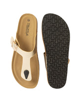 Gold Synthetic Leather Cork-Latex Footbed Flats (TC-070202-GLD)