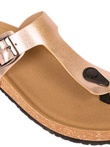 Pewter Synthetic Leather Cork-Latex Footbed Flats (TC-070202-PEW)