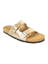 Gold Synthetic Leather Cork-Latex Footbed Flats (TC-070203-GLD)