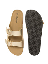 Gold Synthetic Leather Cork-Latex Footbed Flats (TC-070203-GLD)