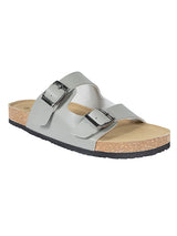 Grey Synthetic Leather Cork-Latex Footbed Flats (TC-070203-GRY)