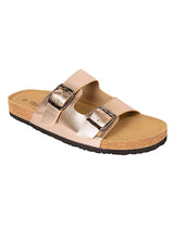 Pewter Synthetic Leather Cork-Latex Footbed Flats (TC-070203-PEW)
