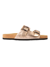 Pewter Synthetic Leather Cork-Latex Footbed Flats (TC-070203-PEW)