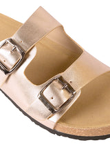 Pewter Synthetic Leather Cork-Latex Footbed Flats (TC-070203-PEW)