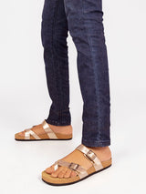 Pewter Synthetic Leather Cork-Latex Footbed Flats (TC-100504-PEW)
