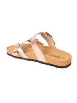 Pewter Synthetic Leather Cork-Latex Footbed Flats (TC-100504-PEW)