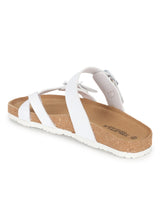 White PU Cork-Latex Footbed Flats (TC-100504-WHT)
