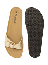 Gold Synthetic Leather Cork-Latex Footbed Flats (TC-100505-GLD)