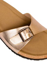 Pewter Synthetic Leather Cork-Latex Footbed Flats (TC-100505-PEW)
