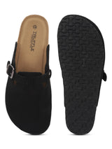 Black Suede Winter Cork-Latex Soft Footbed Flats (TC-100506-BLK)