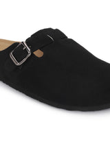 Black Suede Winter Cork-Latex Soft Footbed Flats (TC-100506-BLK)