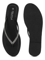 Black PU Diamant�� T-Strap Flats (TC-100507-BLK)