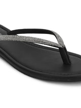 Black PU Diamant�� T-Strap Flats (TC-100507-BLK)
