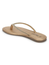 Pale Gold PU Diamant�� T-Strap Flats (TC-100507-PGLD)