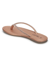 Rose Gold PU Diamanté T-Strap Flats (TC-100507-RGLD)