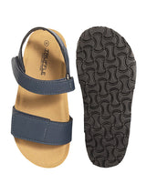 Blue Synthetic Leather Cork-Latex Footbed Velcro Sandals For Kids-Unisex (TC-100511-BLU)