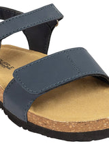 Blue Synthetic Leather Cork-Latex Footbed Velcro Sandals For Kids-Unisex (TC-100511-BLU)