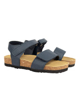 Blue Synthetic Leather Cork-Latex Footbed Velcro Sandals For Kids-Unisex (TC-100511-BLU)