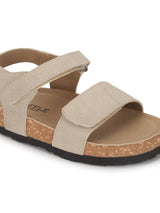 Brown Camel Cork-Latex Footbed Velcro Sandals For Kids-Unisex (TC-100511-BROCML)