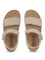 Brown Camel Cork-Latex Footbed Velcro Sandals For Kids-Unisex (TC-100511-BROCML)