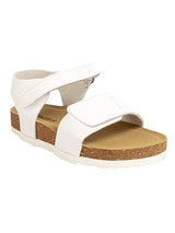 White Synthetic Leather Cork-Latex Footbed Velcro Sandals For Kids-Unisex (TC-100511-WHT)