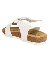 White Synthetic Leather Cork-Latex Footbed Velcro Sandals For Kids-Unisex (TC-100511-WHT)