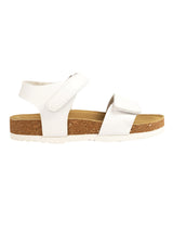 White Synthetic Leather Cork-Latex Footbed Velcro Sandals For Kids-Unisex (TC-100511-WHT)