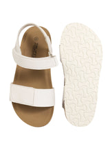White Synthetic Leather Cork-Latex Footbed Velcro Sandals For Kids-Unisex (TC-100511-WHT)