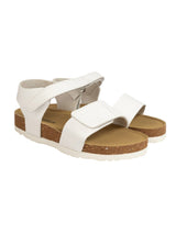 White Synthetic Leather Cork-Latex Footbed Velcro Sandals For Kids-Unisex (TC-100511-WHT)