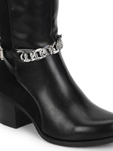 Black PU Block Long Boots (TC-1025-131-BLK)