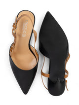 Black Synthetic Leather Buckle Stiletto Heel Sandals (TC-1129-544-BLK)