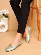 Pale Gold PU Stylish Slip-On Flat Loafers (TC-1217-PGLD)