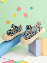 Blue Wrap Toe Camouflage Velcro Sandals For Kids-Unisex (TC-1218-BLU)