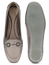 Pewter PU Stylish Slip-On Flat Loafers (TC-1219-PEW)