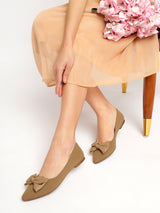 Beige PU Stylish Slip-On Flat Ballerina (TC-1220-BEIG)