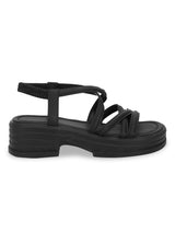 Black PU Slip-On Block Heel Sandals (TC-1851-BLK)