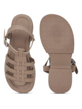 Khaki PU Buckle Block Heel Sandals (TC-1887-KHA)