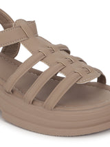 Khaki PU Buckle Block Heel Sandals (TC-1887-KHA)