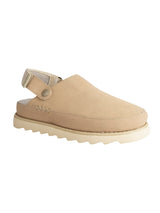 Beige Suede Adjustable Strap And Top Design Velcro Clog Flats (TC-2026-1-BEIG)