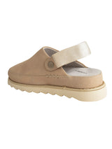 Beige Suede Adjustable Strap And Top Design Velcro Clog Flats (TC-2026-1-BEIG)