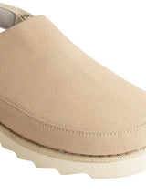 Beige Suede Adjustable Strap And Top Design Velcro Clog Flats (TC-2026-1-BEIG)