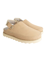 Beige Suede Adjustable Strap And Top Design Velcro Clog Flats (TC-2026-1-BEIG)