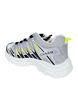 Grey Black Mesh Speed Laces Sneakers For Kids-Unisex (TC-219-GRYBLK)