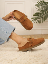Tan Suede Winter Slip-On Flatform Heels (TC-2212-TAN)