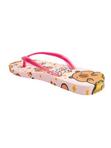 Fuchsia Rubber Printed T-Strap Flip Flops Flats (TC-233-37-FUCH)