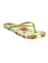 Lemon Green Rubber Printed T-Strap Flip Flops Flats (TC-233-37-LGRN)