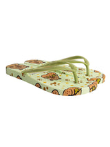 Lemon Green Rubber Printed T-Strap Flip Flops Flats (TC-233-37-LGRN)