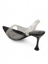 Black Synthetic Leather Perspex Diamant�� Stiletto Heels (TC-23607-1-BLK)
