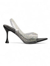 Black Synthetic Leather Perspex Diamant�� Stiletto Heels (TC-23607-1-BLK)